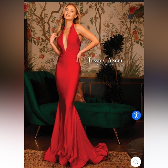 NWT Jessica Angel Red Maxi Satin Jersey Dress - perfect condition - Picture 2 of 4